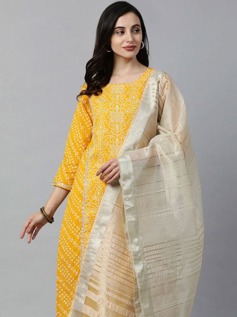 white and yellow salwar suit