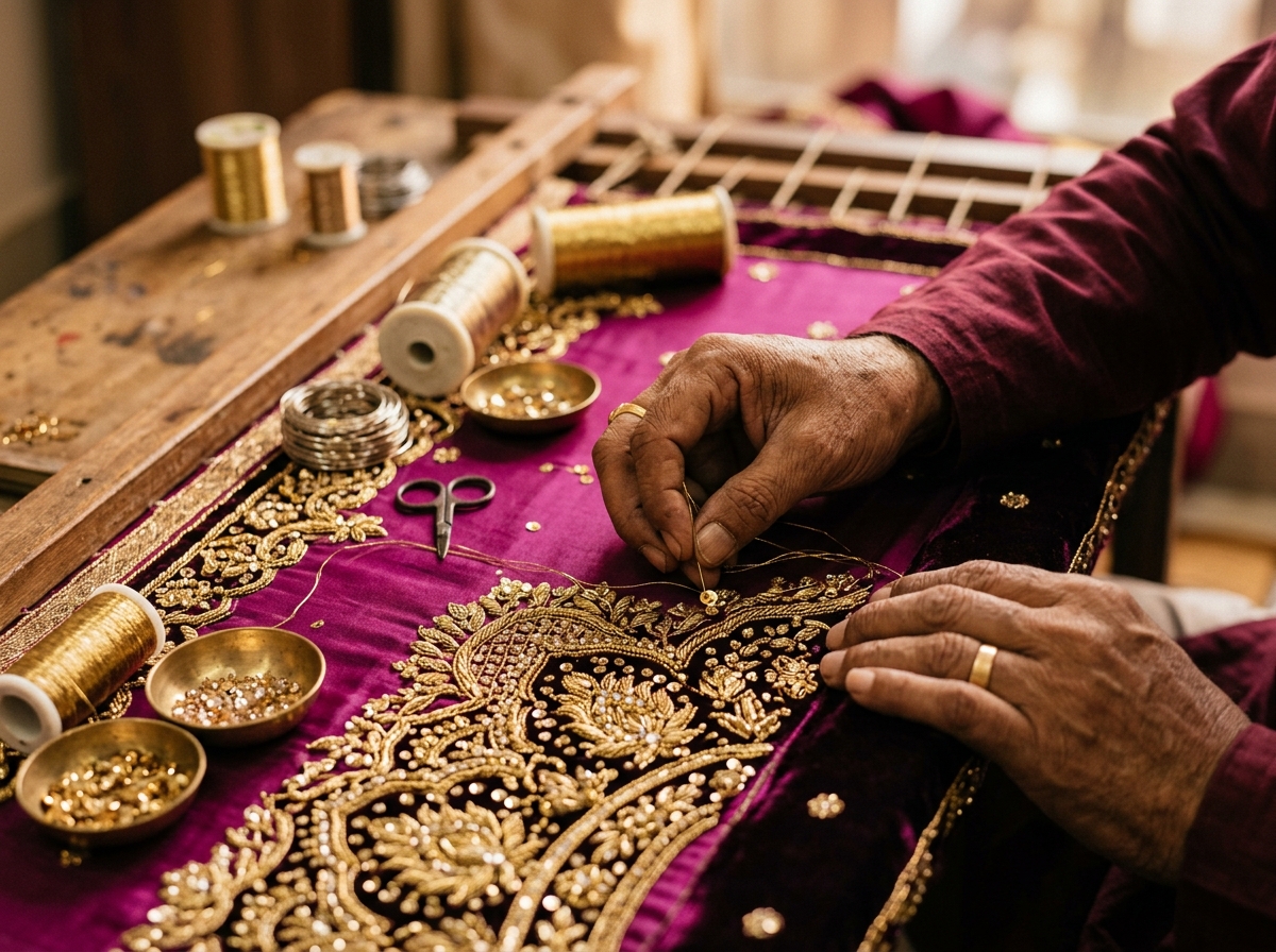 Authentic Zardozi and Zari Hand Embroidery